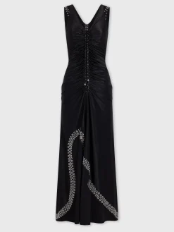 Best Robe longue noire à œillets métalliques brodés Robes