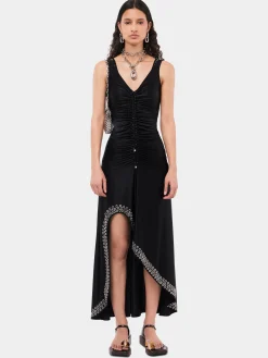 Best Robe longue noire à œillets métalliques brodés Robes