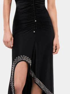 Best Robe longue noire à œillets métalliques brodés Robes