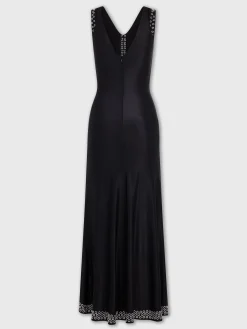 Best Robe longue noire à œillets métalliques brodés Robes