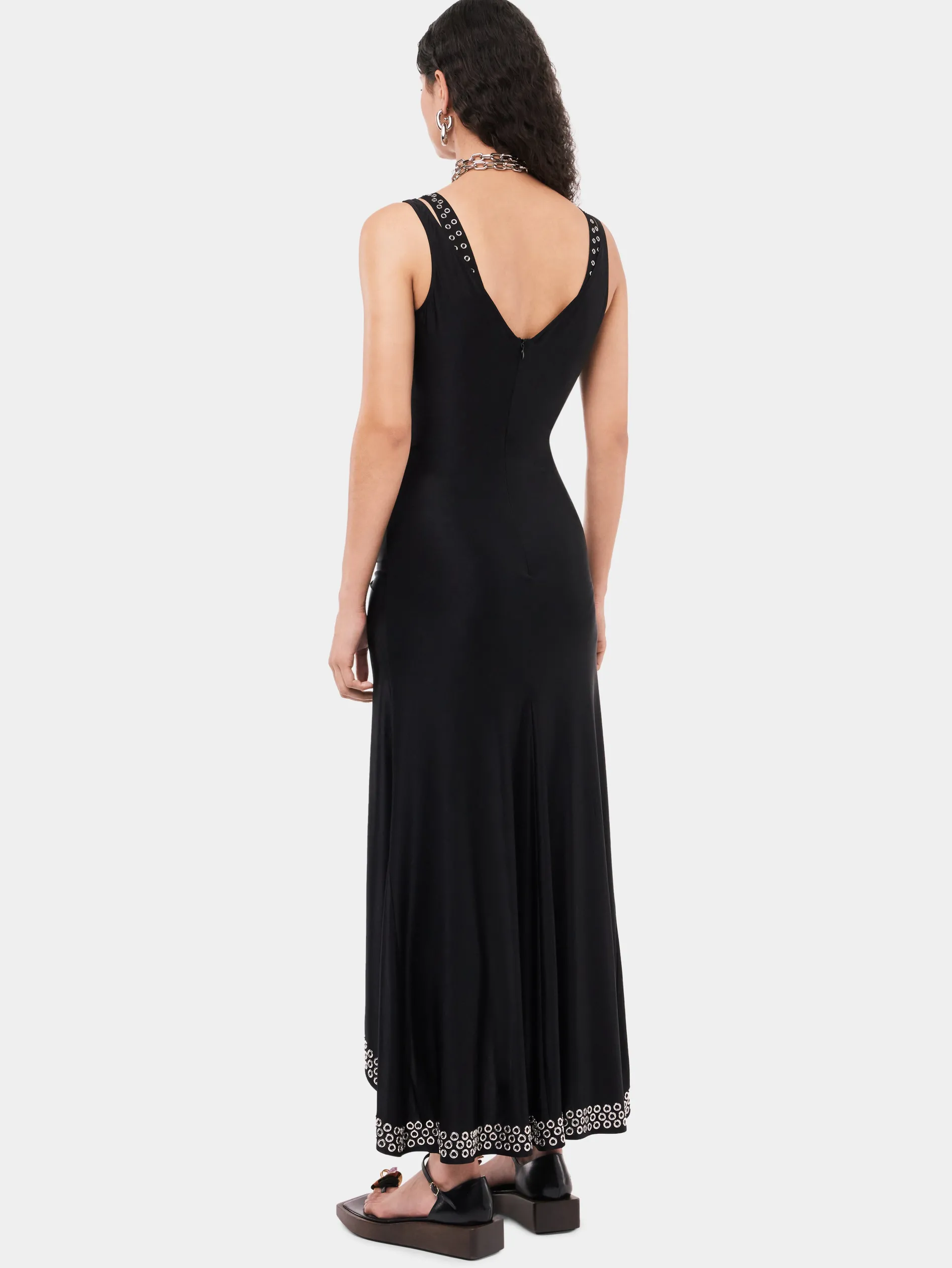 Best Robe longue noire à œillets métalliques brodés Robes