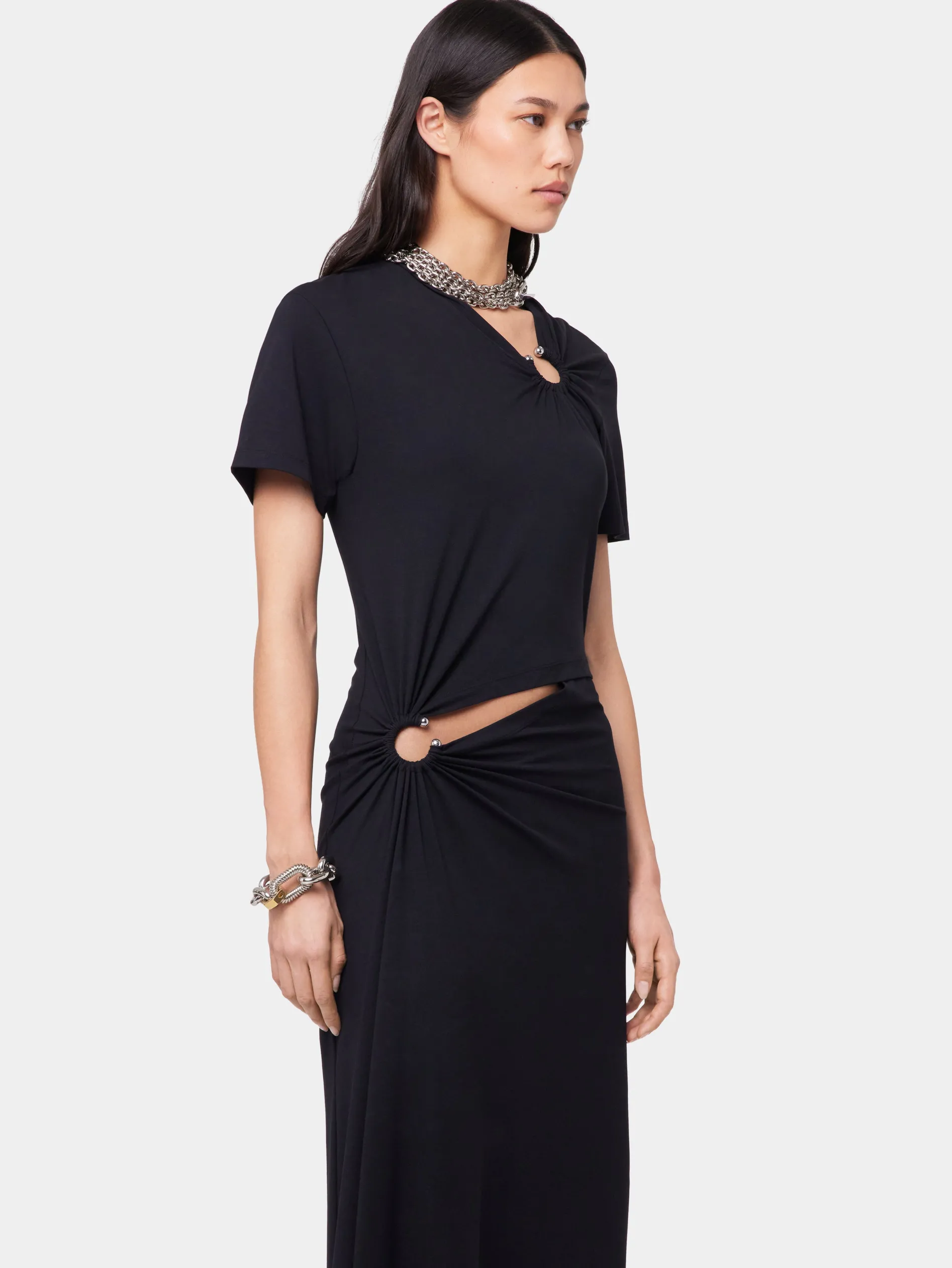 Best ROBE LONGUE NOIRE PIERCING EN JERSEY Sélection De Soirée | Robes