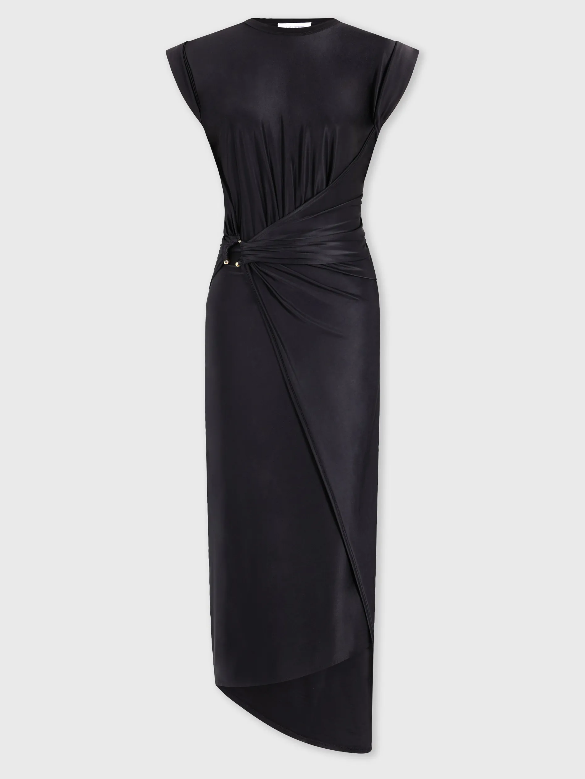 Online Robe noire drapée à piercing Robes