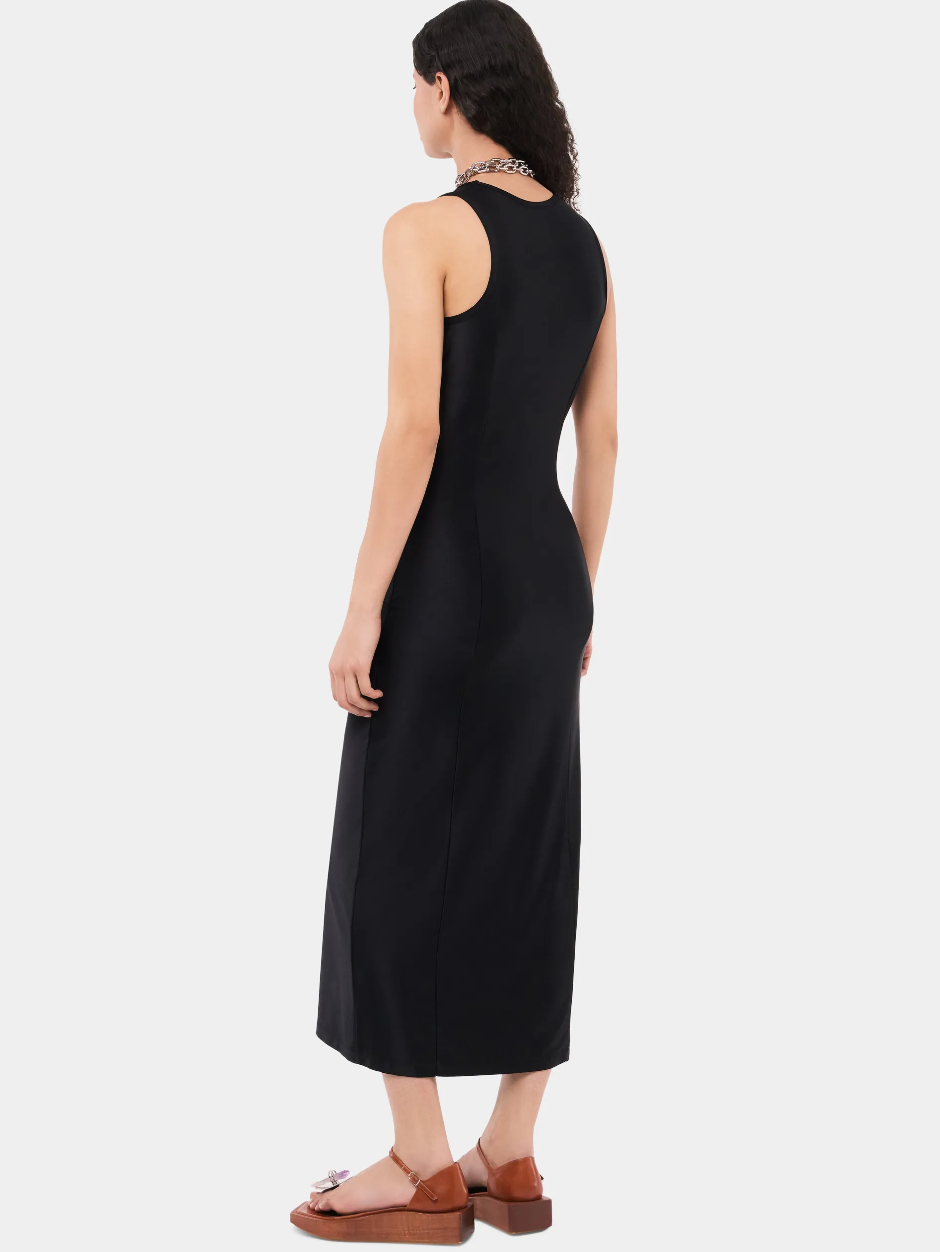 Outlet Robe noire drapée pression sans manches Robes