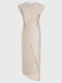 Cheap Robe nude drapée à piercing Robes