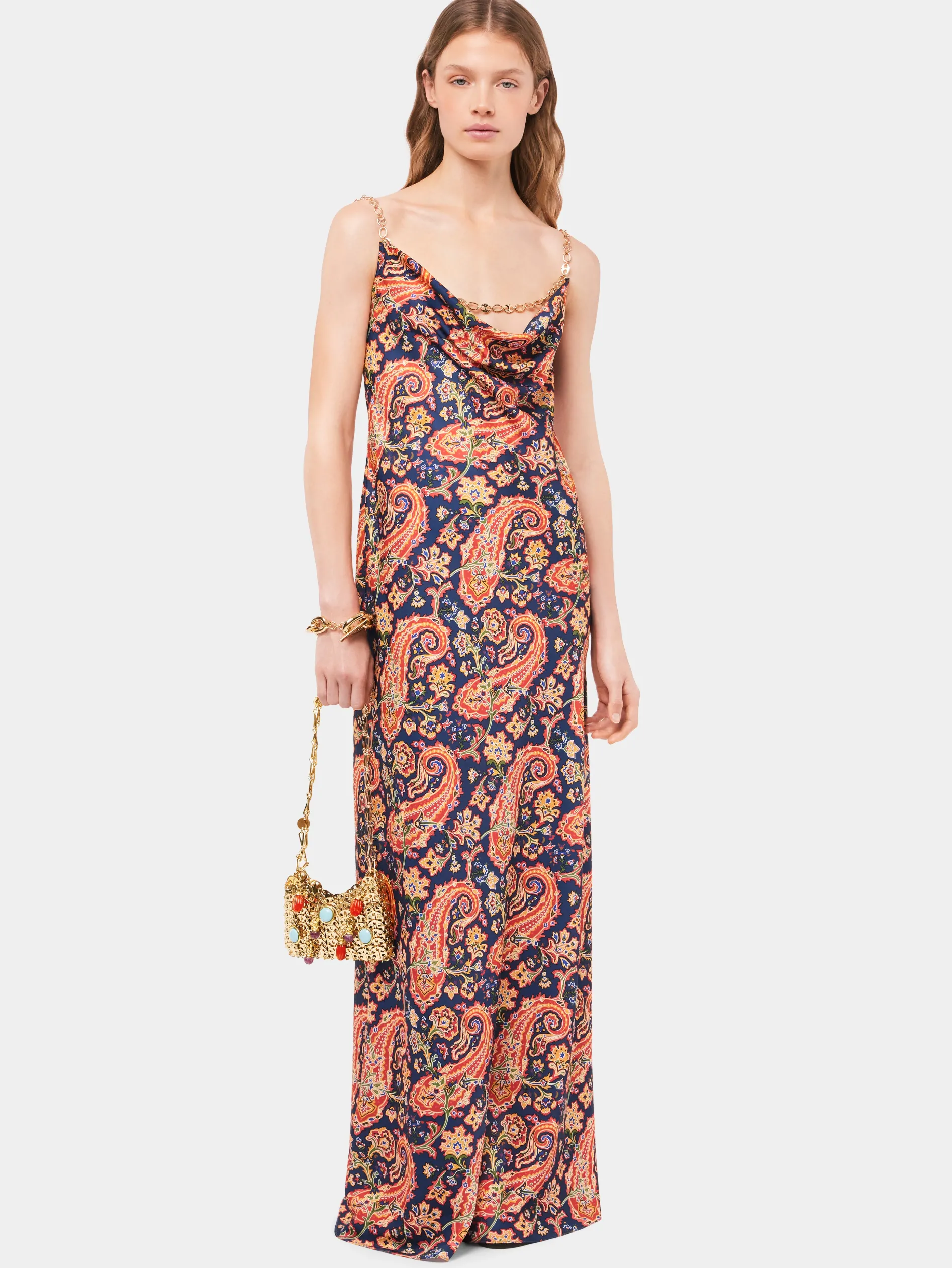 Cheap Robe nuisette à motif paisley à détail de chaîne "eight" Robes