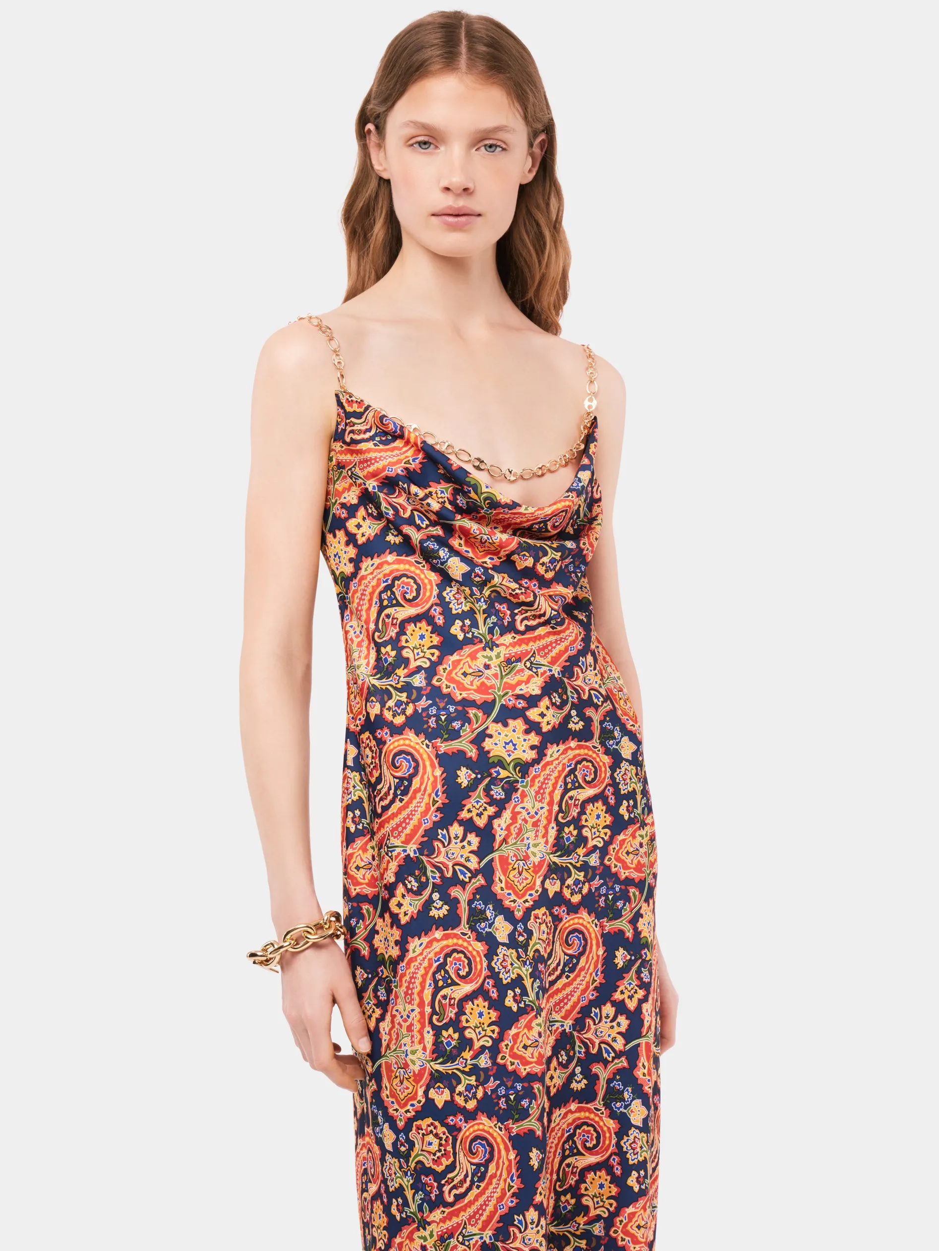 Cheap Robe nuisette à motif paisley à détail de chaîne "eight" Robes