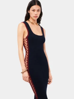 Outlet Robe éponge bleu marine à détails crochetés Robes