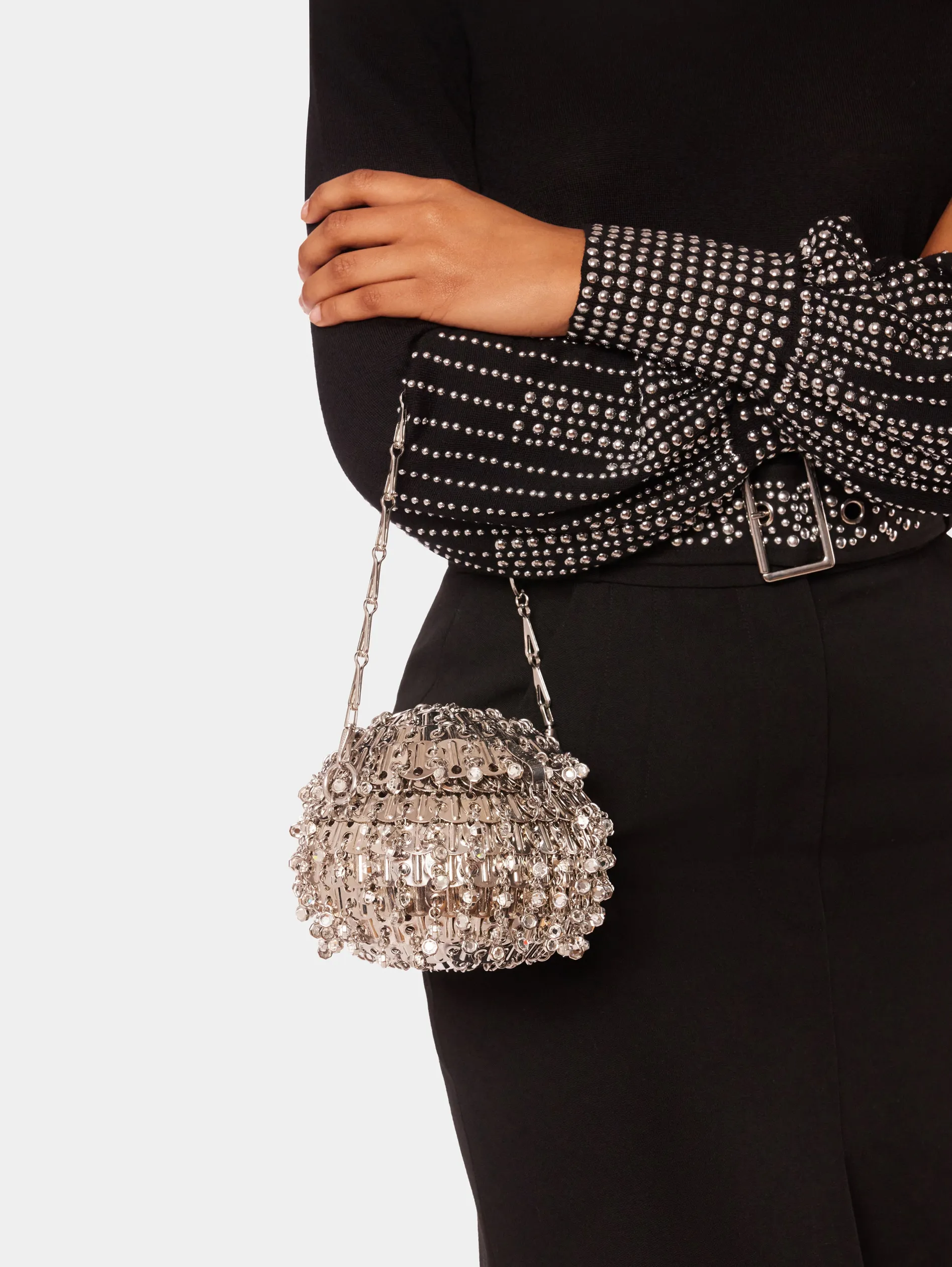Store Sac 1969 Sphère argent à cristaux Sacs De Soirée | Le Sac 1969