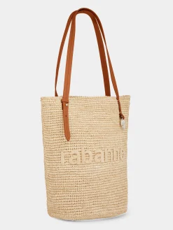 Store Sac cabas en raphia beige Sacs Porté Épaule