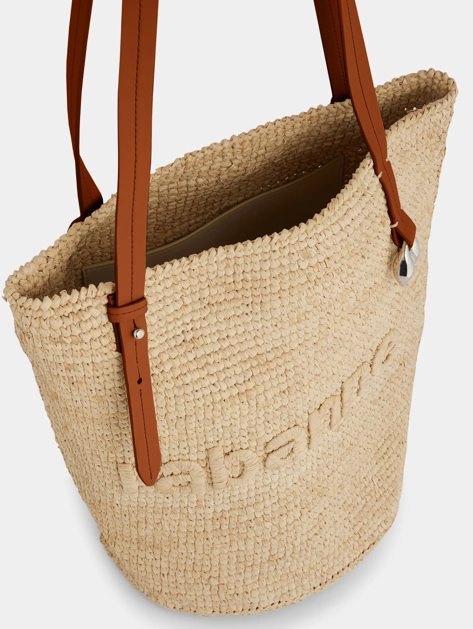 Store Sac cabas en raphia beige Sacs Porté Épaule