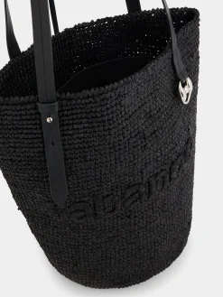 Sale Sac cabas en raphia noir avec logo Sacs Porté Épaule