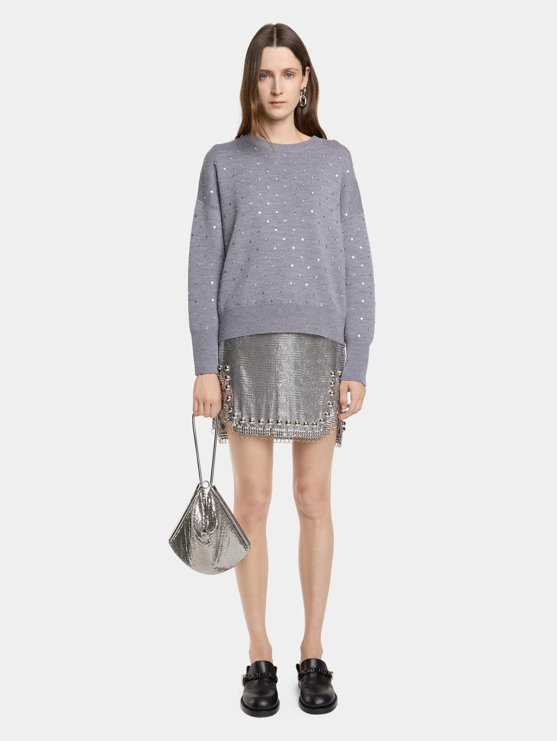 Clearance Sac pochette cotte de maille argentée Sacs De Soirée | Sacs Porté Épaule
