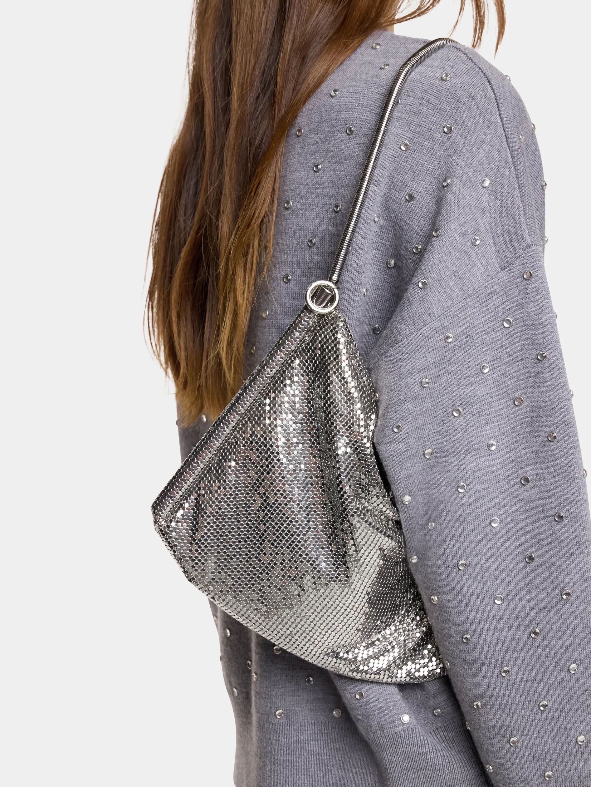 Clearance Sac pochette cotte de maille argentée Sacs De Soirée | Sacs Porté Épaule