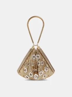 Discount Sac pochette en côte de maille dorée orné d'œillets métalliques Sacs De Soirée | Sacs Porté Épaule