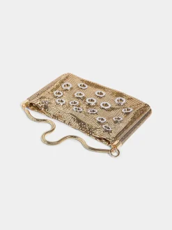 Discount Sac pochette en côte de maille dorée orné d'œillets métalliques Sacs De Soirée | Sacs Porté Épaule