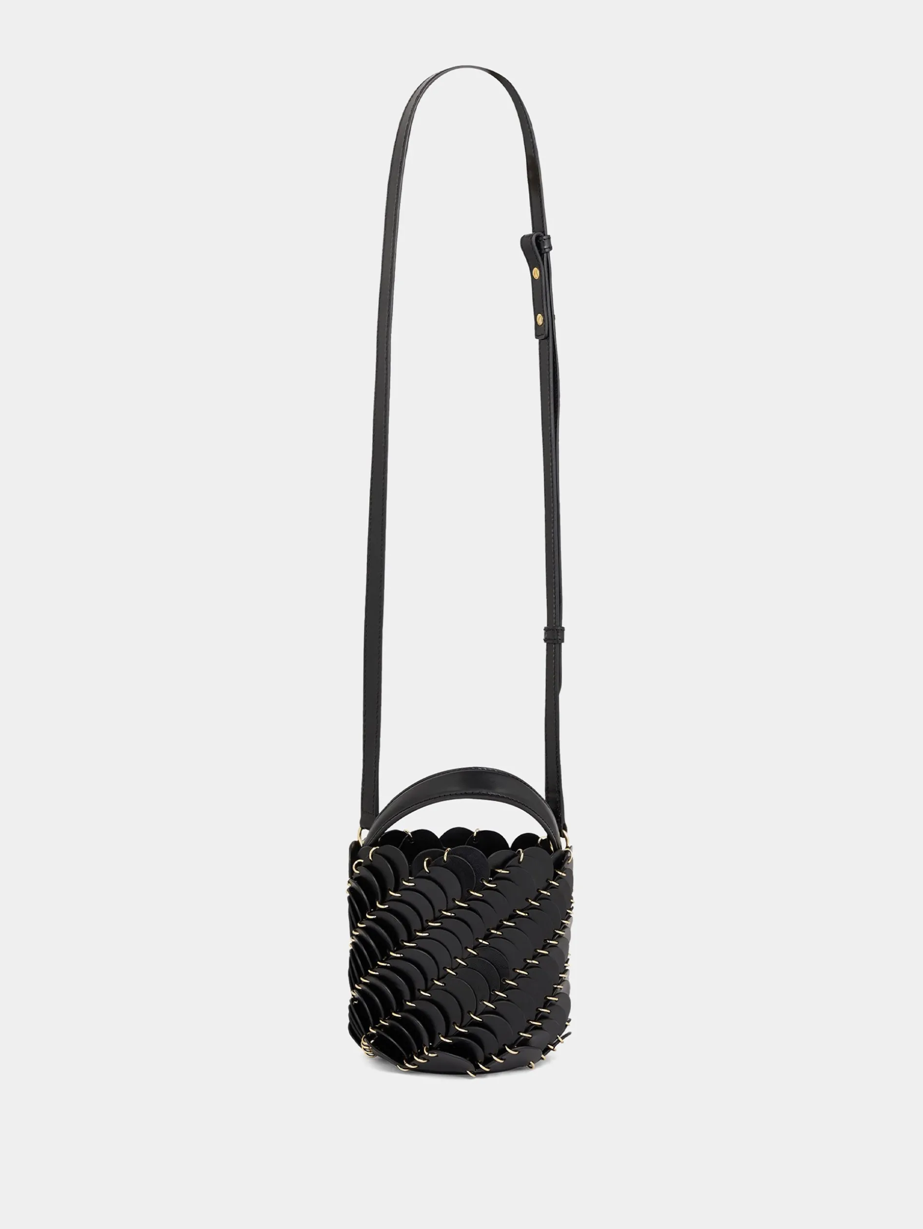 Cheap Small Black bucket Paco bag in leather Les Sacs Paco En Cuir | Sacs Porté Épaule