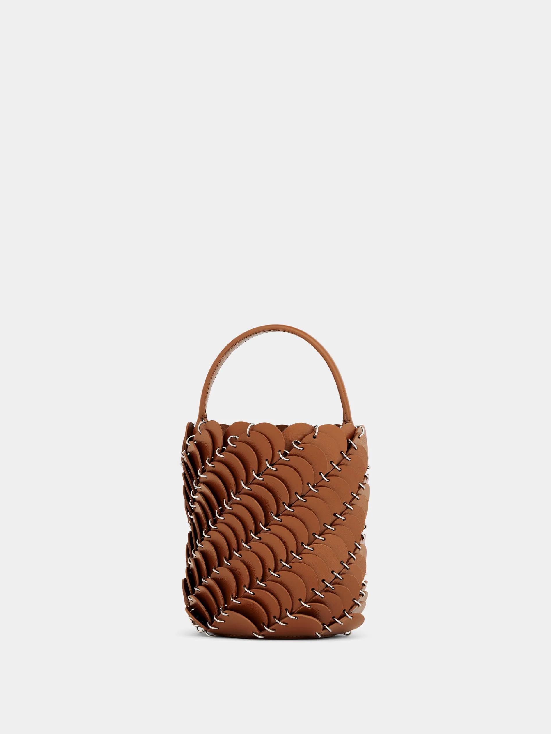 Clearance Small Cognac bucket Paco bag in leather Les Sacs Paco En Cuir | Sacs Porté Épaule