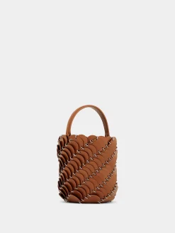 Clearance Small Cognac bucket Paco bag in leather Les Sacs Paco En Cuir | Sacs Porté Épaule