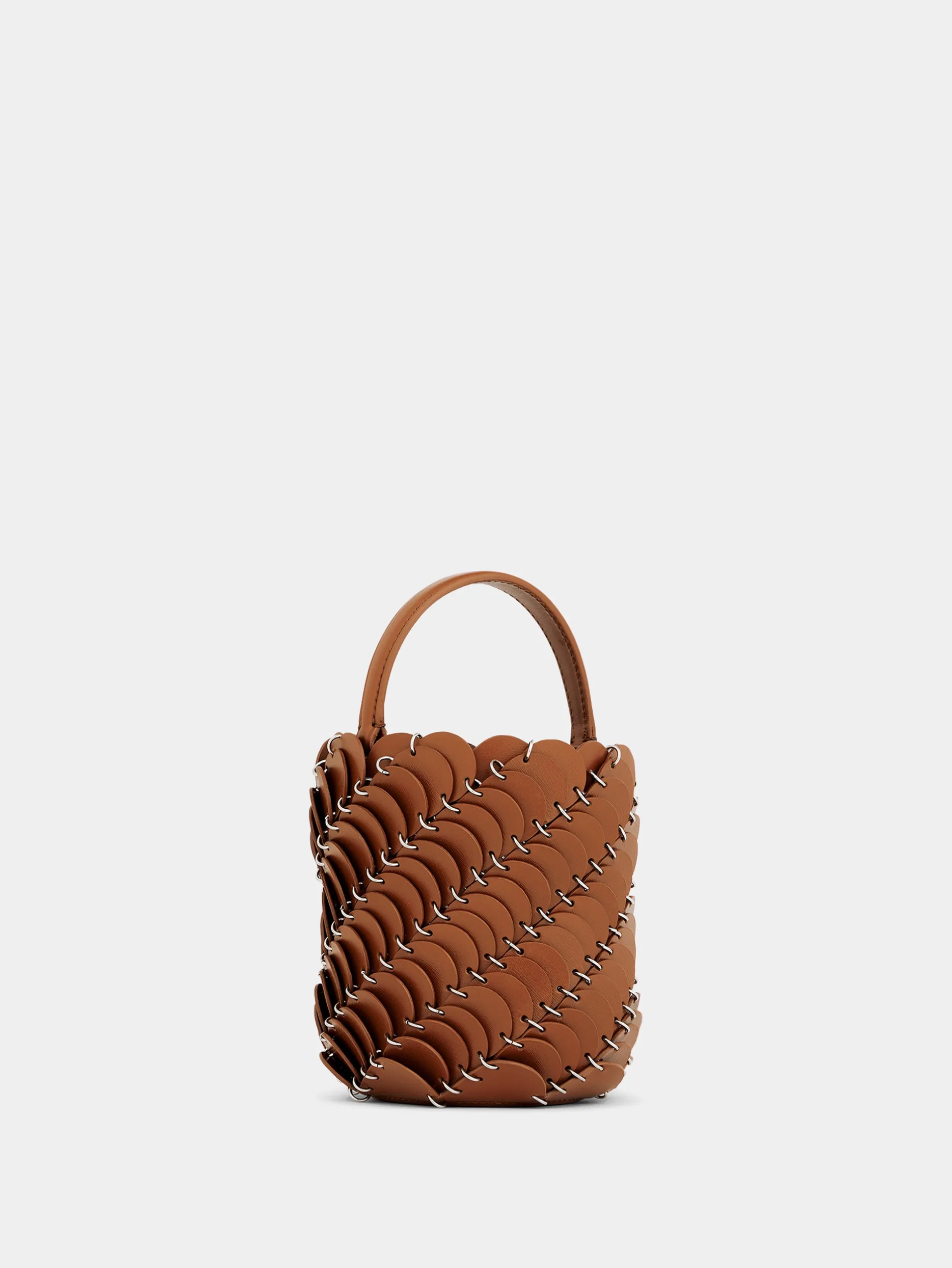 Clearance Small Cognac bucket Paco bag in leather Les Sacs Paco En Cuir | Sacs Porté Épaule