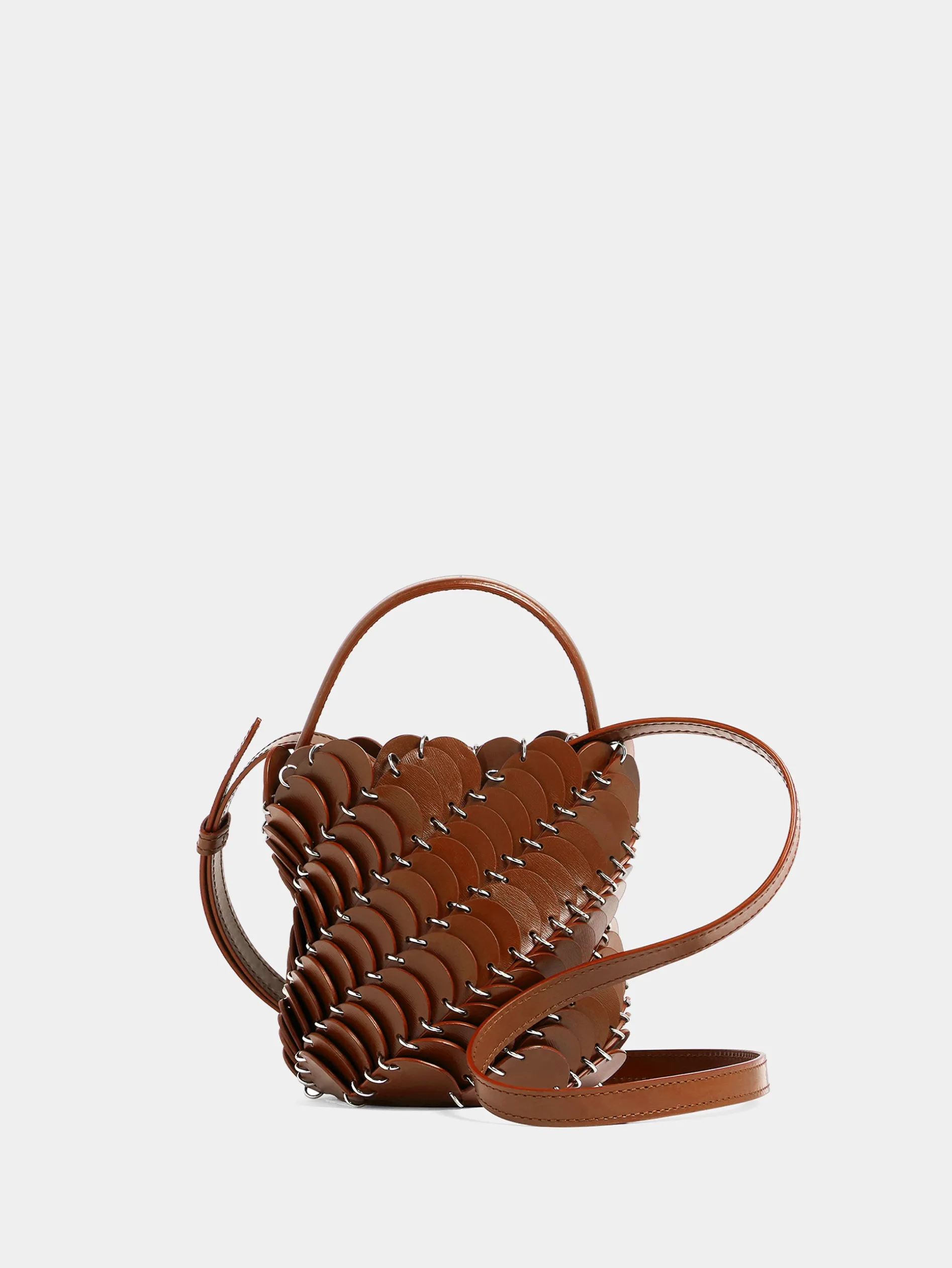 Clearance Small Cognac bucket Paco bag in leather Les Sacs Paco En Cuir | Sacs Porté Épaule