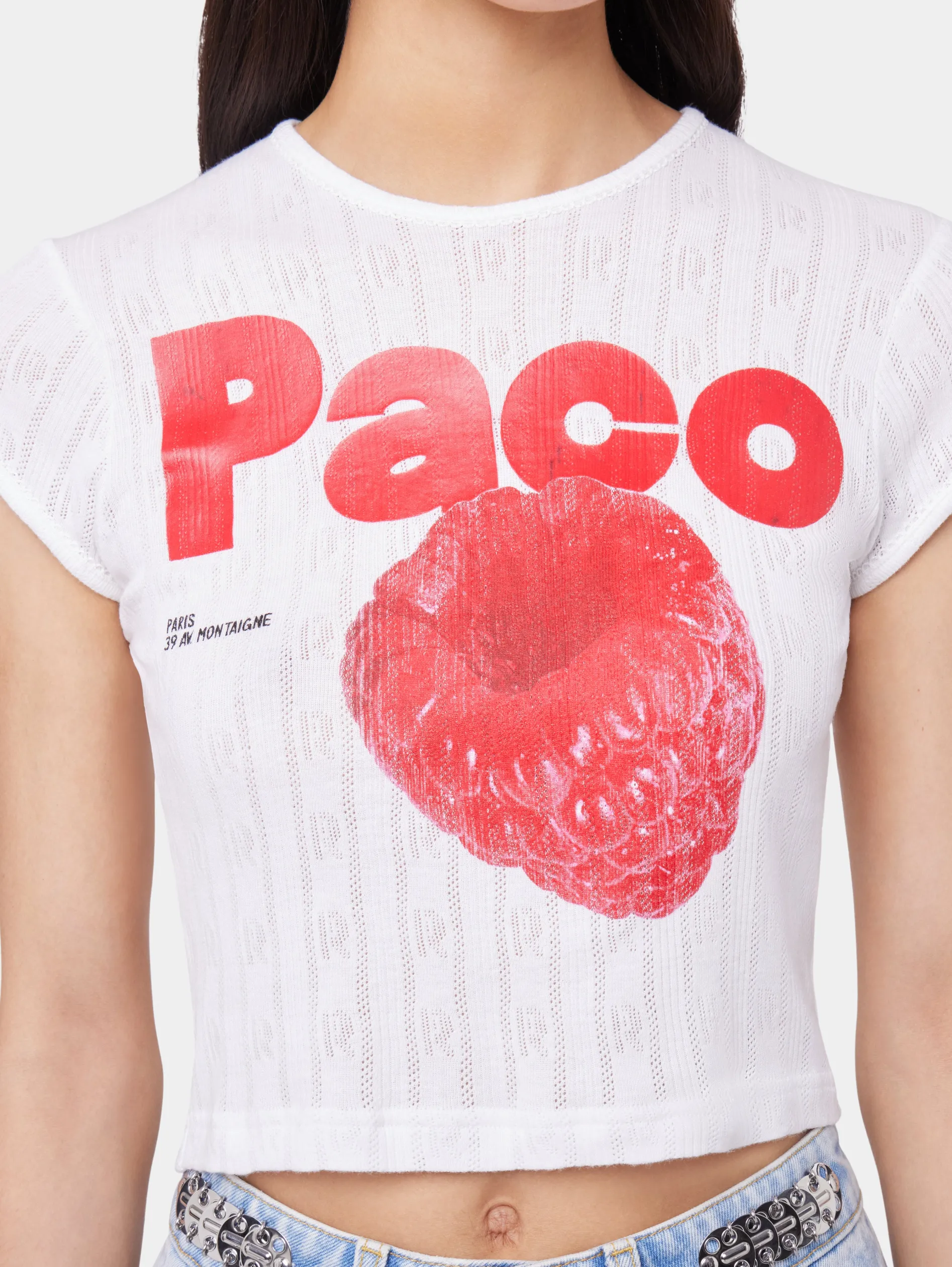 Store TEE-SHIRT CROP EN JERSEY POINTELLE Petits Cadeaux