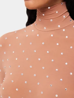 New Top à col roulé caramel avec cristaux Hauts