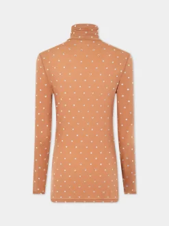 New Top à col roulé caramel avec cristaux Hauts