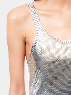 Hot Top asymétrique en côte de maille à franges métalliques Hauts