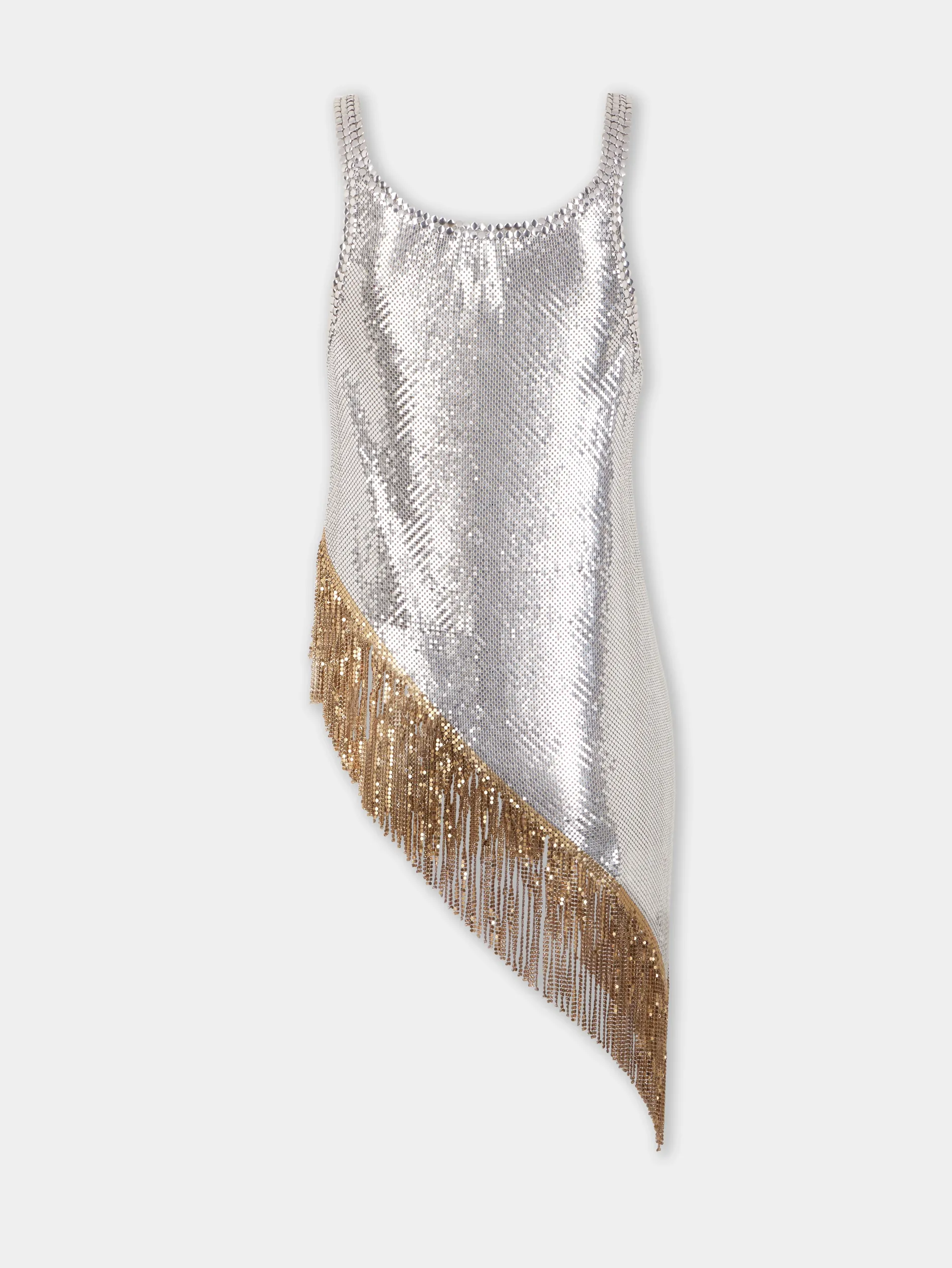 Hot Top asymétrique en côte de maille à franges métalliques Hauts