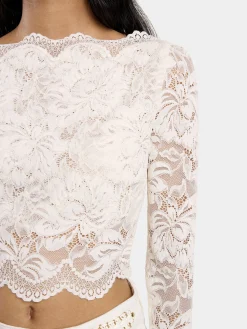 Best Sale TOP CROP ivoire EN dentelle Sélection De Soirée | Hauts
