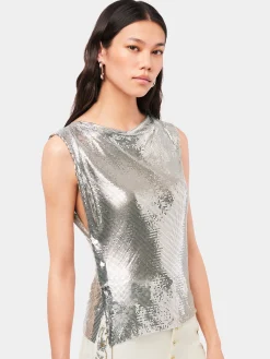 Cheap Top dans une mini-maille argentée Hauts