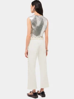 Cheap Top dans une mini-maille argentée Hauts