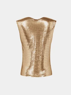 Cheap Top dans une mini-maille dorée Sélection De Soirée | Hauts