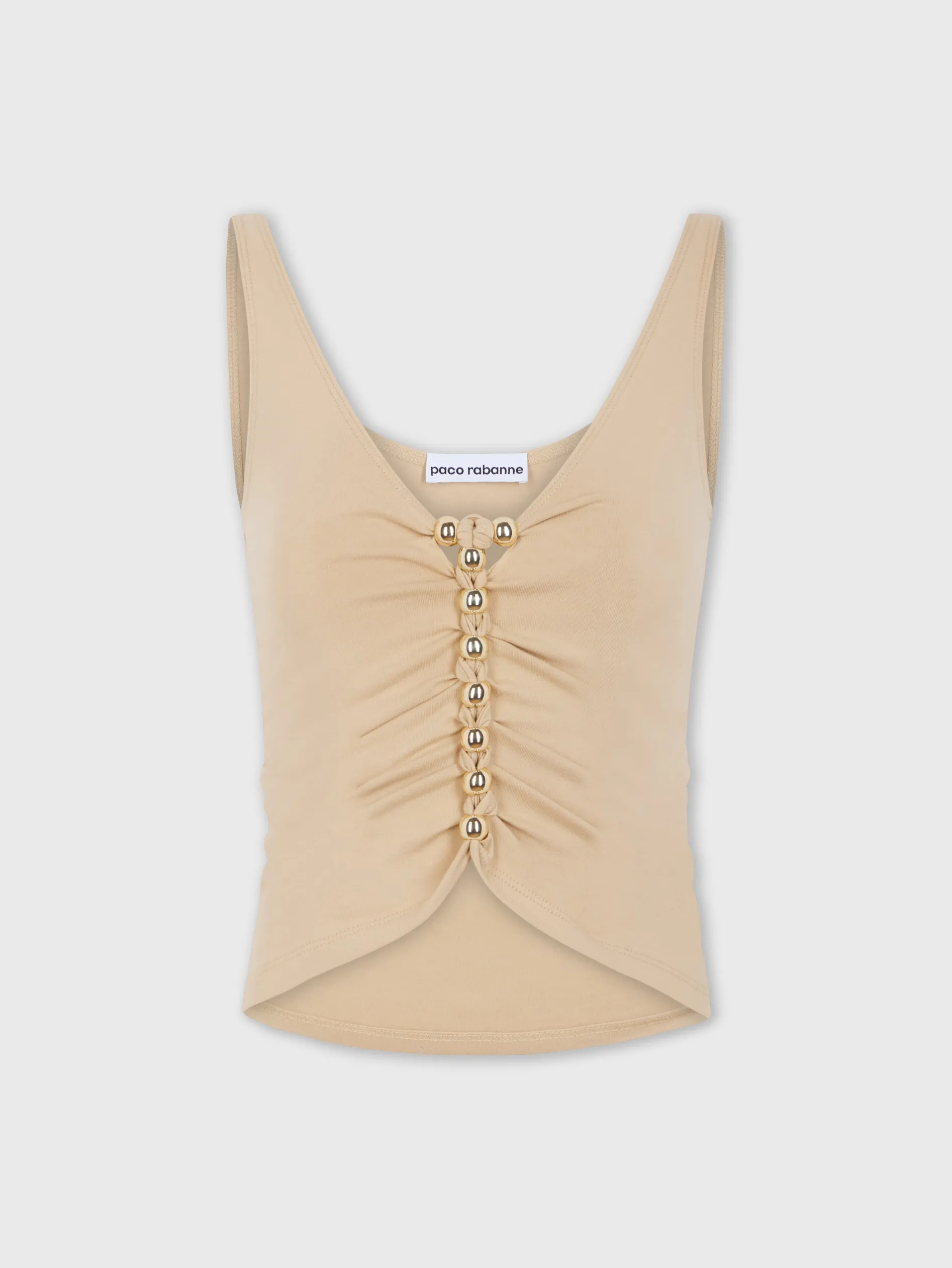 Clearance Top drapé de couleur raphia à détails métalliques Hauts