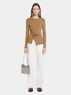 Best Sale TOP DRAPé PRESSION EN LAINE Maille | Hauts
