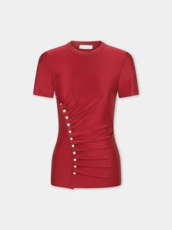 Discount TOP MANCHES COURTES DRAPE EN JERSEY Sélection De Soirée | Petits Cadeaux