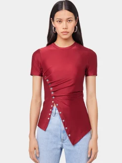 Discount TOP MANCHES COURTES DRAPE EN JERSEY Sélection De Soirée | Petits Cadeaux