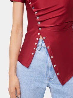 Discount TOP MANCHES COURTES DRAPE EN JERSEY Sélection De Soirée | Petits Cadeaux