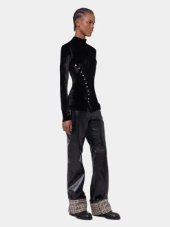 Fashion TOP MANCHES LONGUES DRAPE EN VELOURS Sélection De Soirée