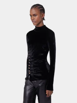 Fashion TOP MANCHES LONGUES DRAPE EN VELOURS Sélection De Soirée