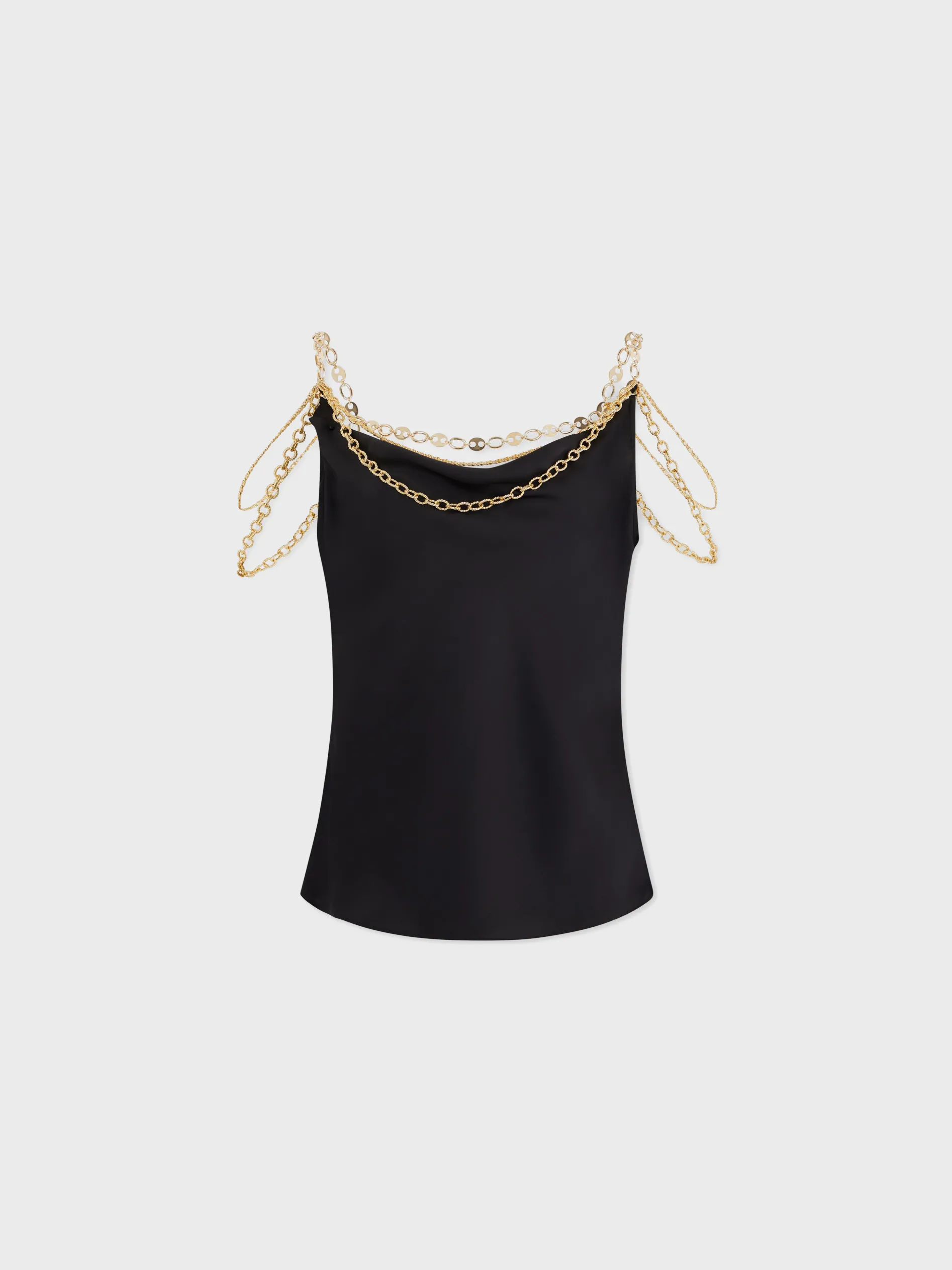 Store Top noir avec bretelles ornées de la chaîne signature "Eight"n Hauts