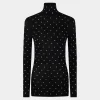 Discount TOP NOIR EN JERSEY SECONDE PEAU ORNÉ DE CRISTAUX Hauts