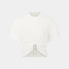 New T-shirt en jersey blanc à détail anneau Petits Cadeaux | Hauts