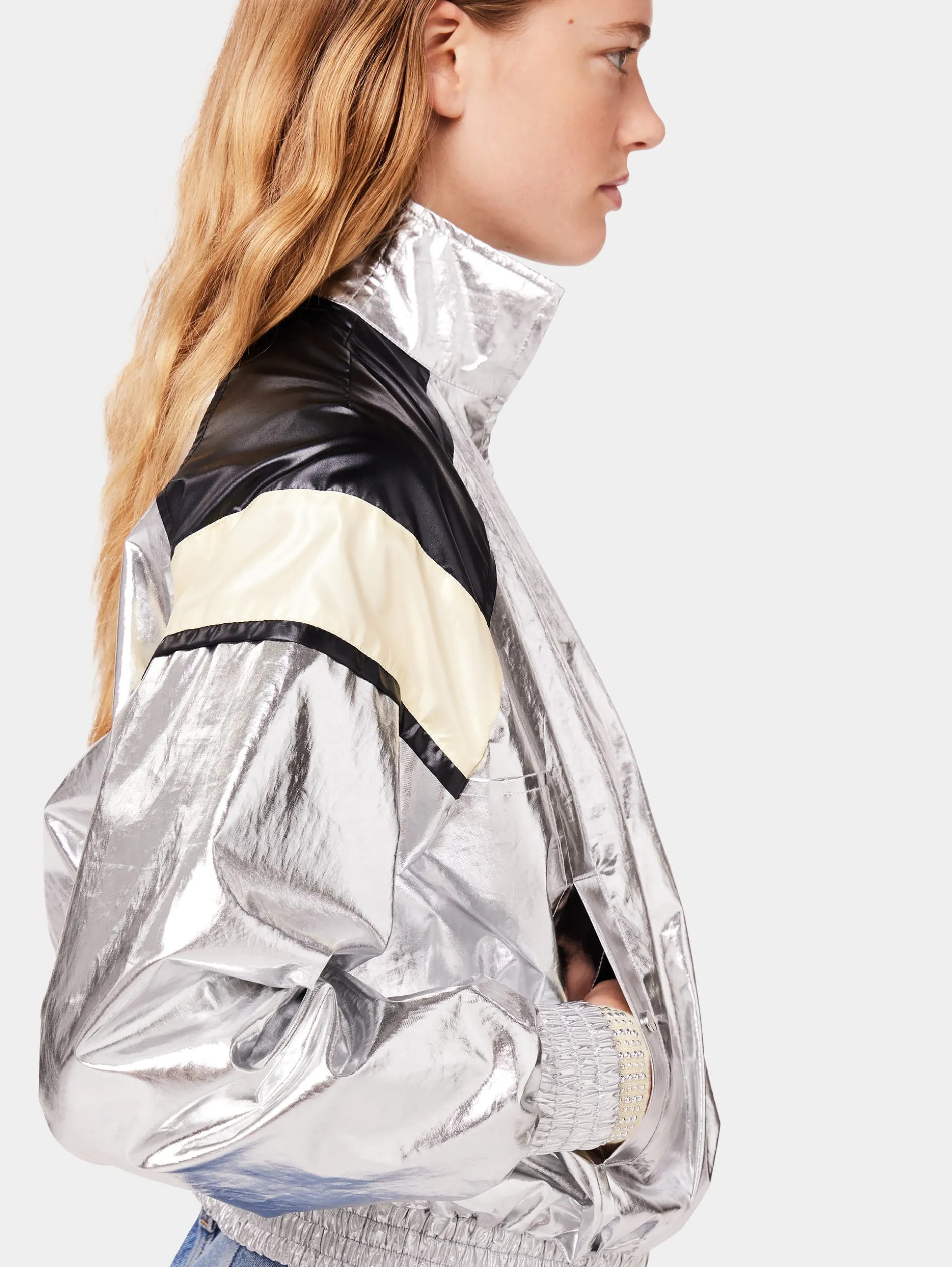 Discount Veste argentée à col roulé Vestes