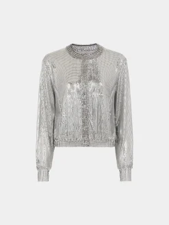 New Veste bomber en maille argentée Vestes | Maille