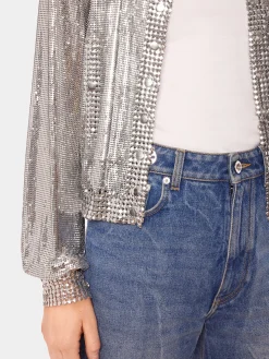 New Veste bomber en maille argentée Vestes | Maille