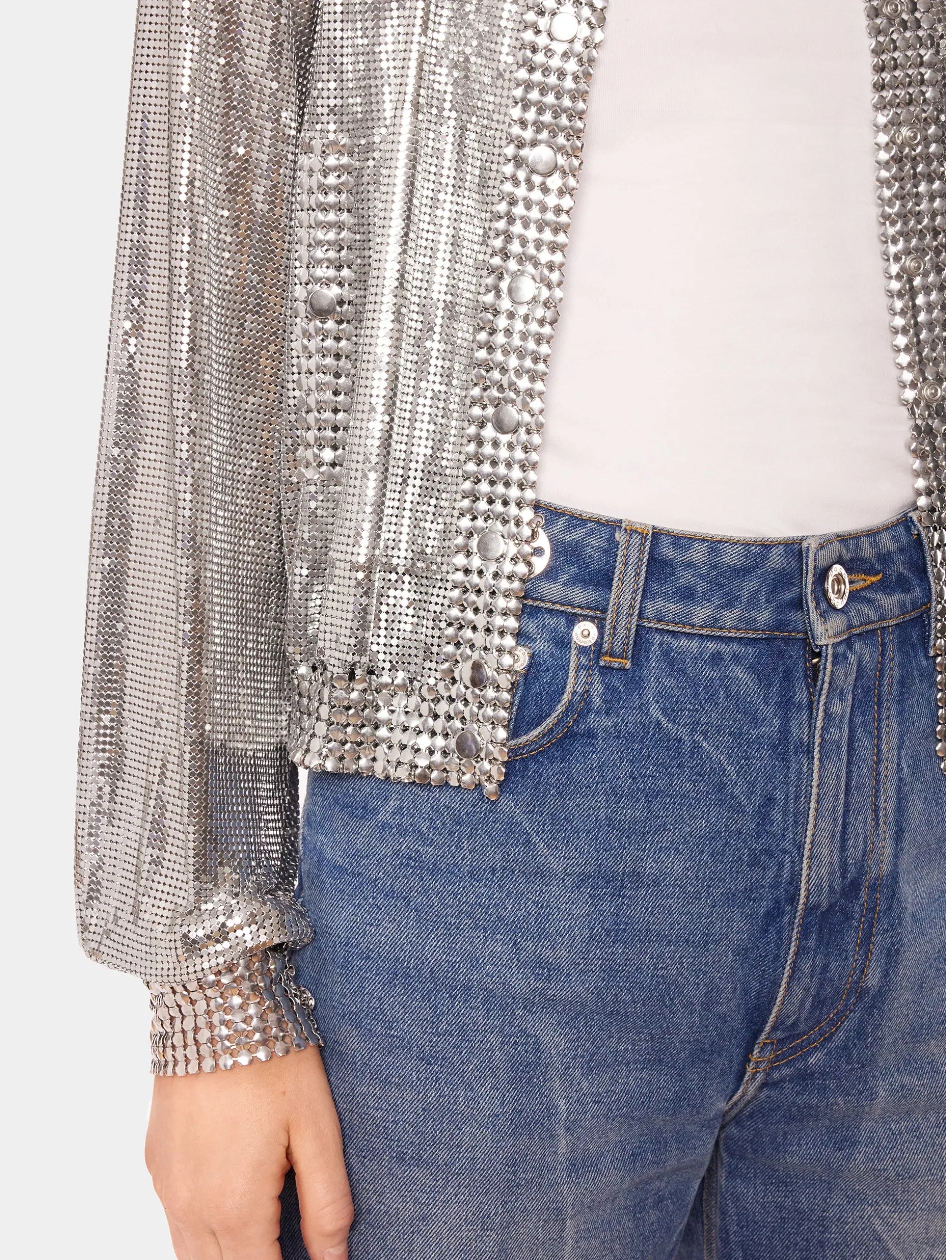 New Veste bomber en maille argentée Vestes | Maille