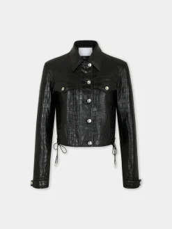 Cheap VESTE COURTE EN CUIR EMBOSSé CROCODILE Vestes