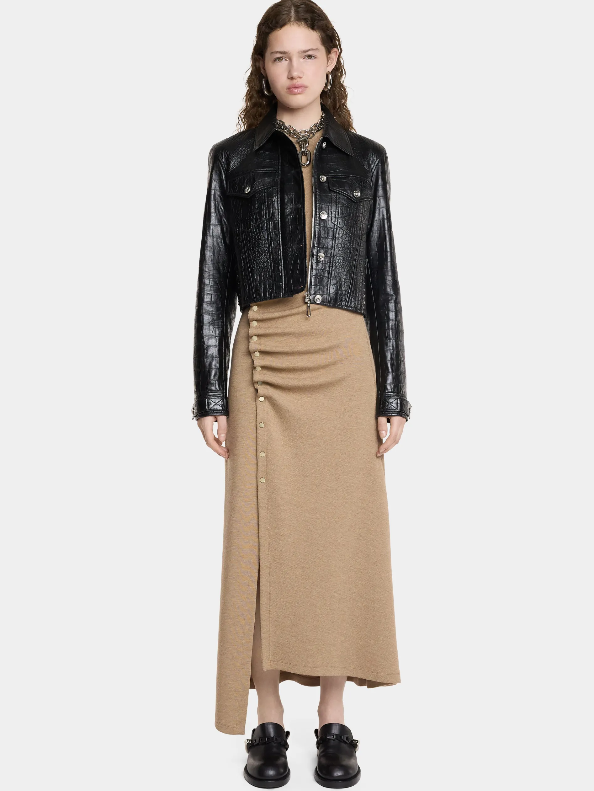 Cheap VESTE COURTE EN CUIR EMBOSSé CROCODILE Vestes